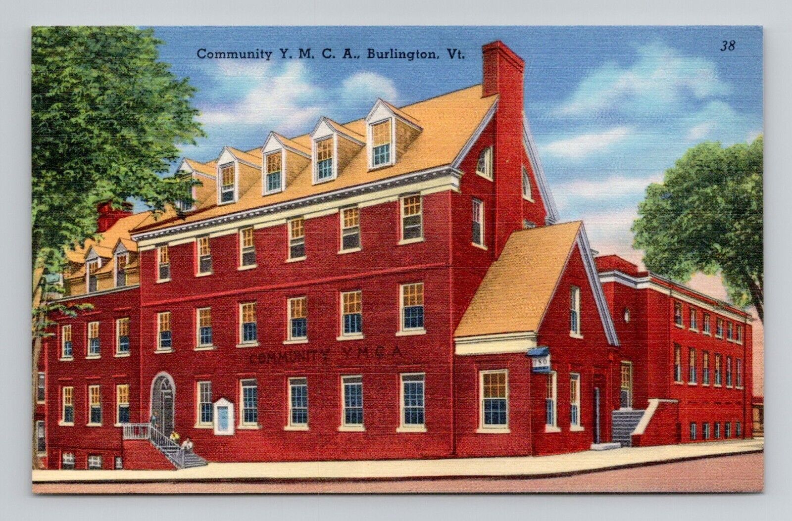 Postcard Community YMCA Building Burlington Vermont VT, Vintage Linen I4