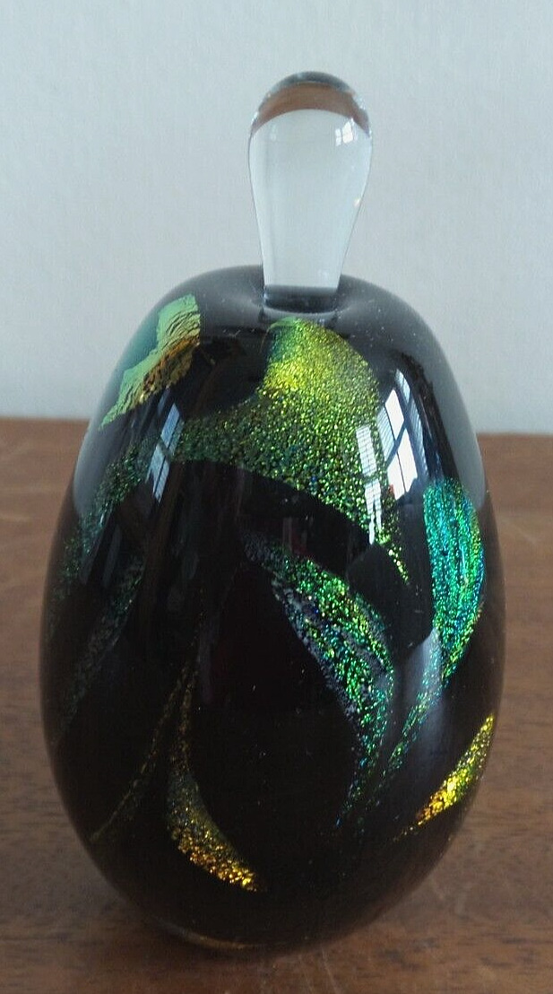 Glass Eye Studios (GES 95) Art Glass Perfume Bottle Stunning Rainbow of Colors