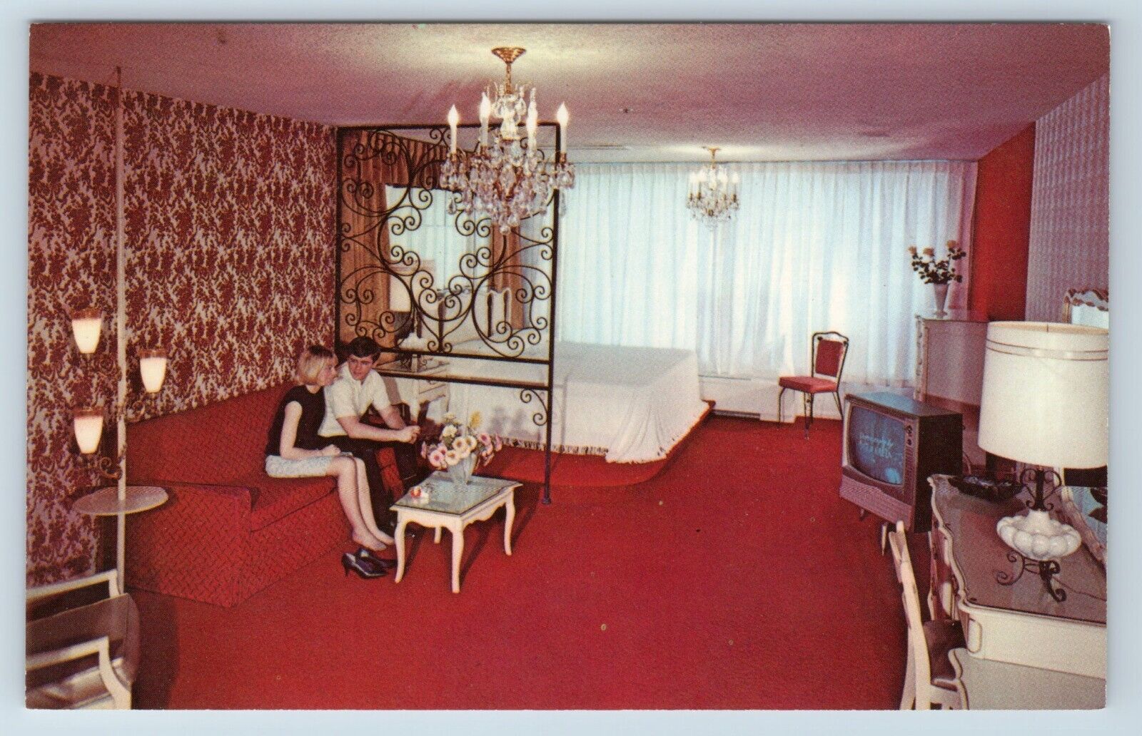 Postcard Mount Airy Lodge Typical Bedroom Suite Mt. Pocono Pennsylvania