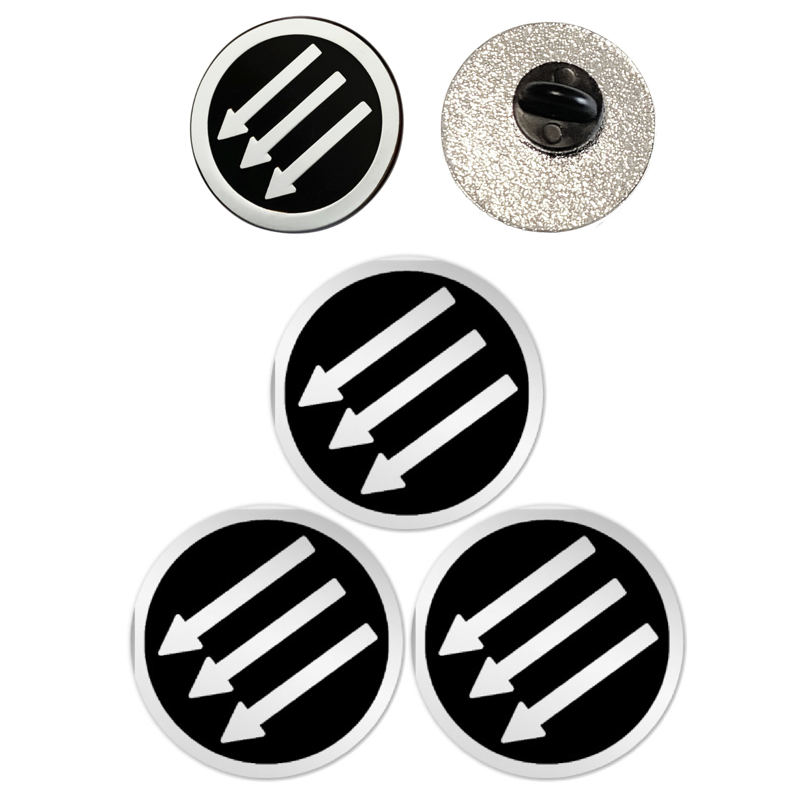 Iron Front Anti Fascist Circle Enamel Pin, 3 Antifascist Three 3 Arrows Stickers