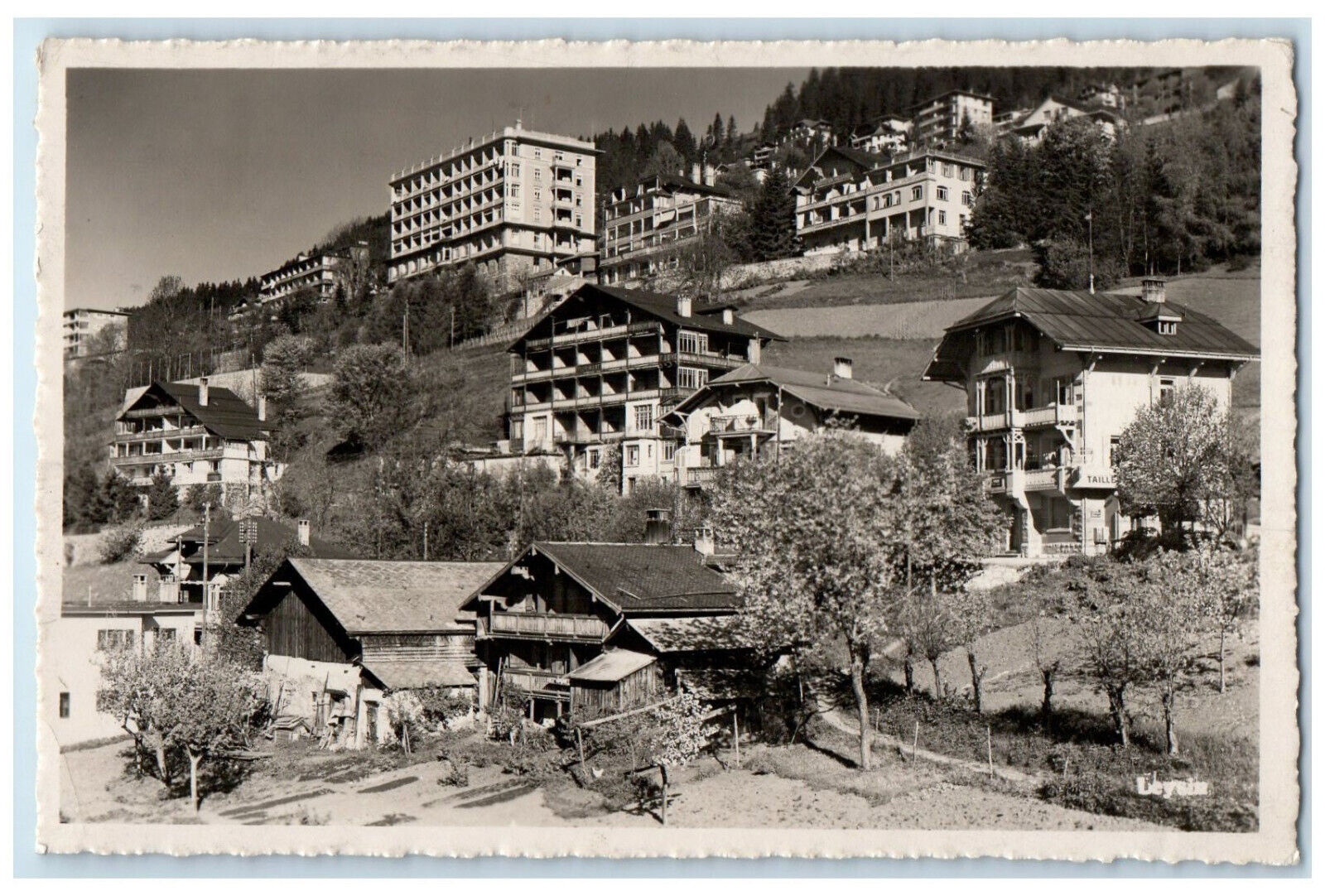 1946 View of Buildings Standing in Leysin Vaud Switzerland RPPC Photo Postcard