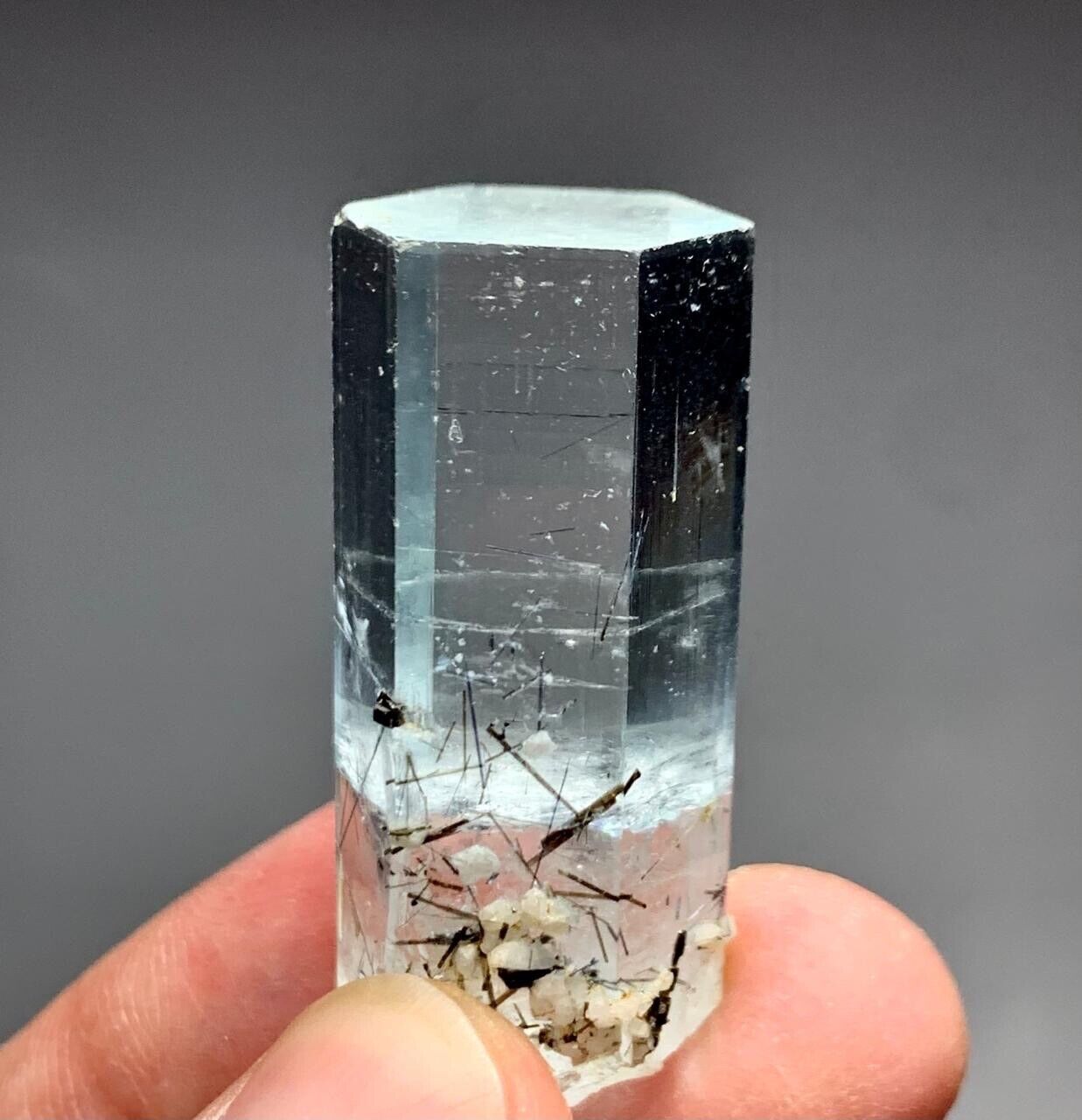 86 Cts Top Quality Terminated Aquamarine Combine Black Tourmaline Crystal