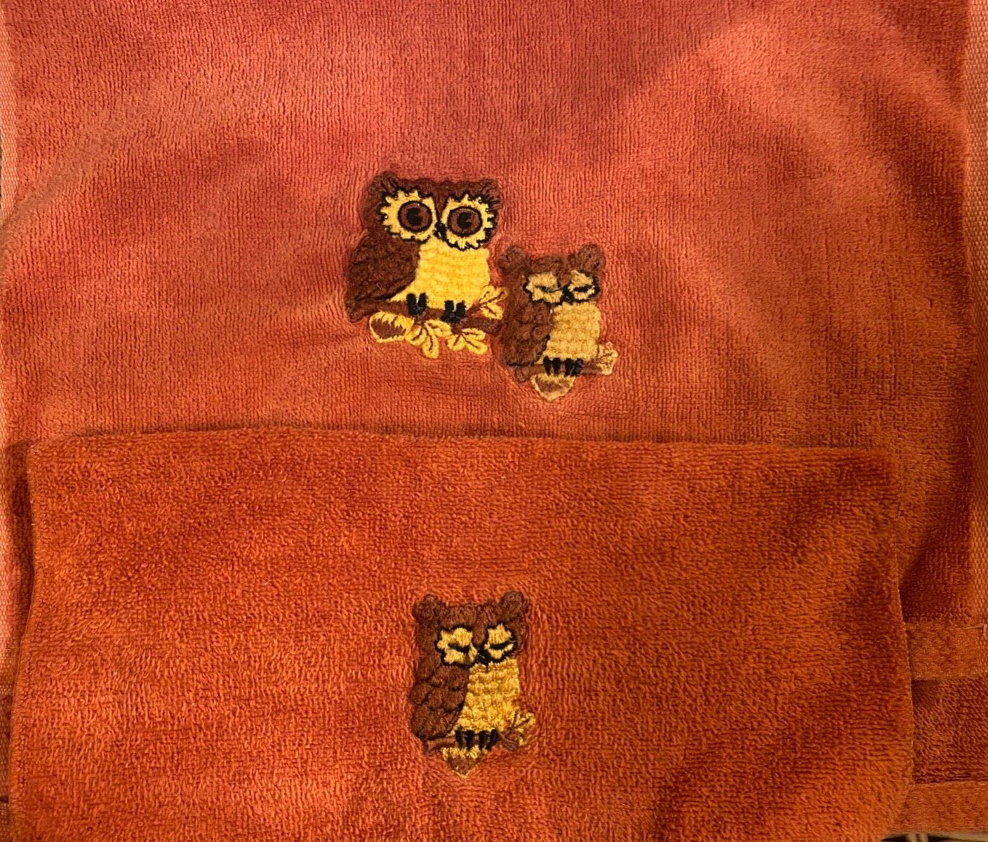 Vintage Martex Owl Face and Hand Towel