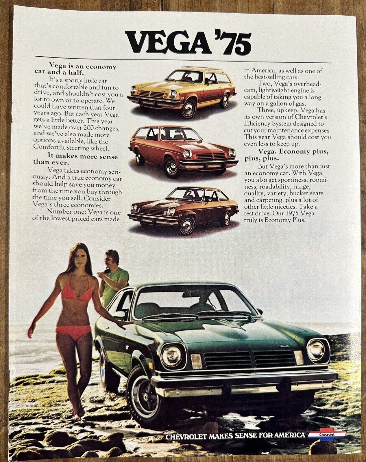 Vintage 1975 Chevrolet Vega OEM New Car Dealer Sales Brochure NOS