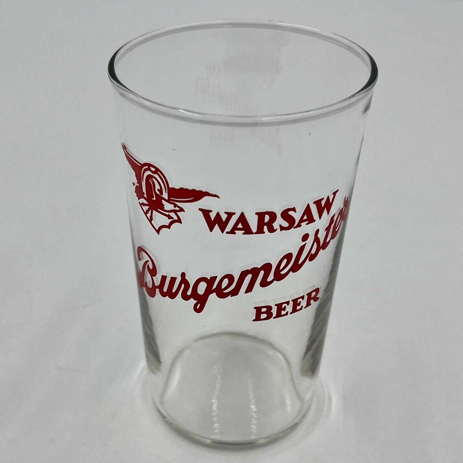 Warsaw Burgemeister Beer Shell Glass 1934 Warsaw Brewing Co. Warsaw Illinois USA