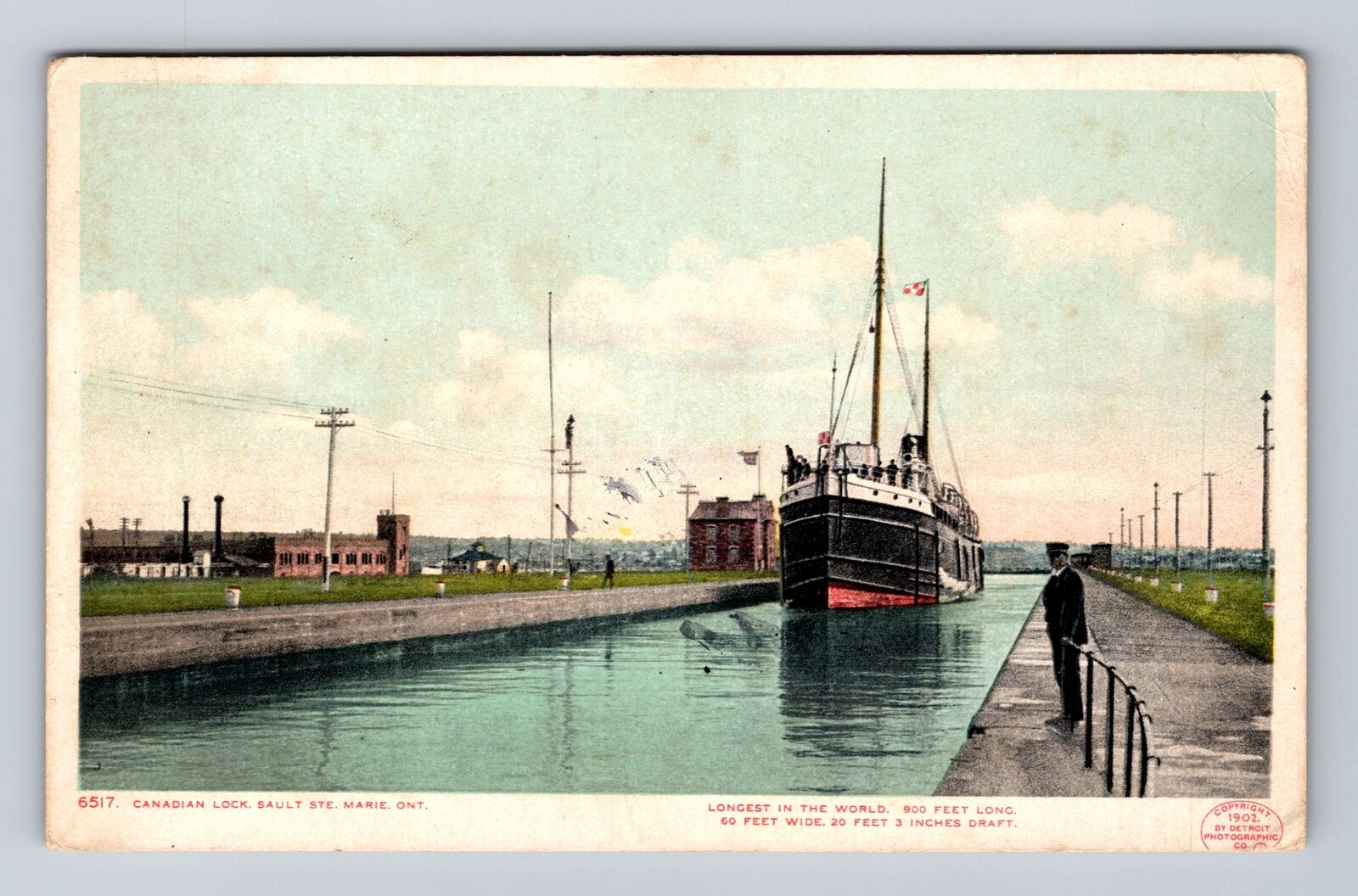 Sault Ste Marie ON-Ontario Canada, Canadian Lock, Antique, Vintage Postcard