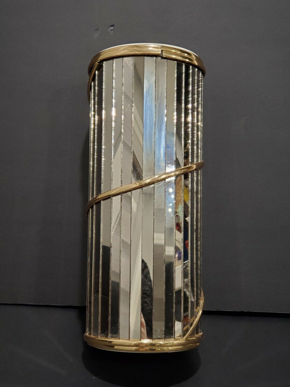 Vintage 1980s Cylinder Vase - Mirror Finish Panels - Pentagon Production Canada