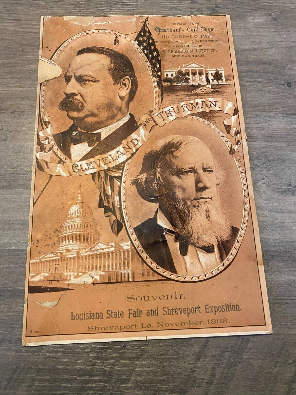 1888 Cleveland & Thurman Presidential Trade Card Louisiana State Fair 1888