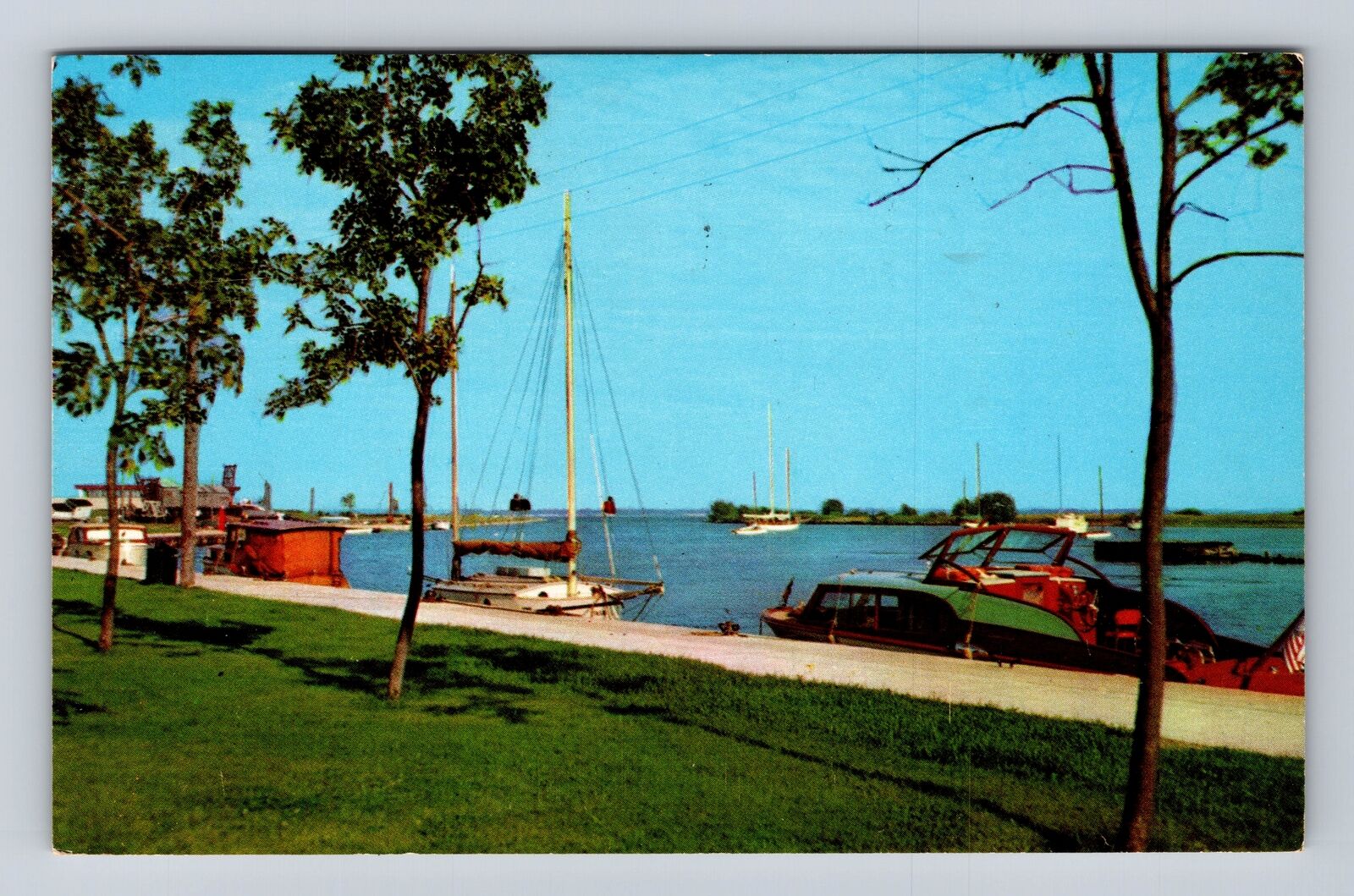 Escanaba MI-Michigan, Yacht Harbor, Antique, Vintage c1960 Souvenir Postcard