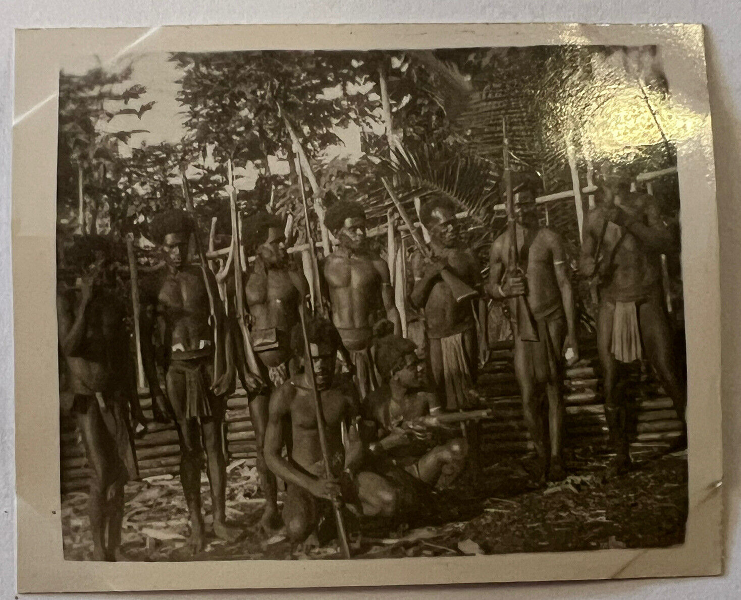 Vintage Santo Vanuatu New Hebrides Warrior Men Photo WW2 South Pacific