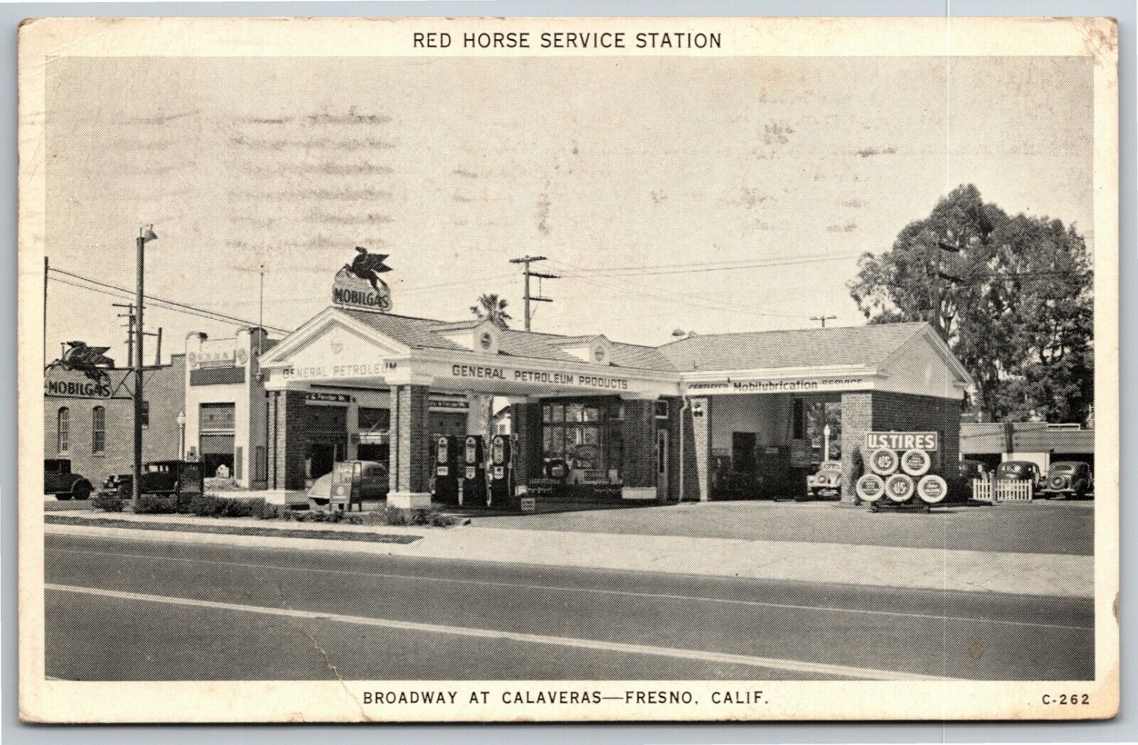 c1938 PPC Postcard Mobilgas Station Fresno, CA - Thanking Customer for Patronage