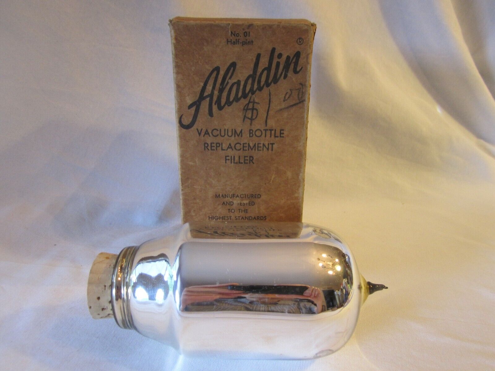 NOS Genuine ALADDIN Replacement Filler No. 01 Vacuum Bottle 1/2 Pint Cork Box