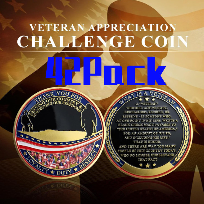42pcs Military Veterans Challenge Coin Gift  Thank You Coins for Veterans Army