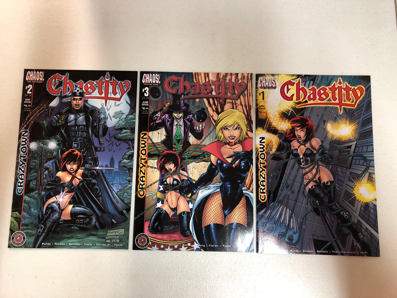 Chasity Crazytown (2002) #1 2 3 (VF/NM) Complete Set Adriano Bastista art Chaos