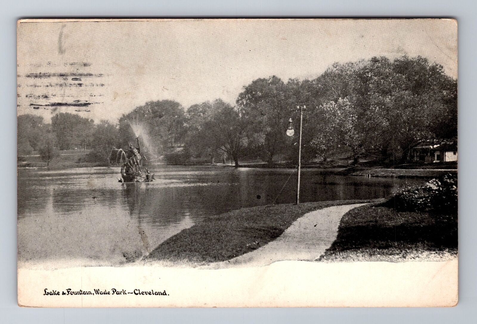 Cleveland OH-Ohio, Lake & Fountain, Wade Park, Antique Souvenir Vintage Postcard