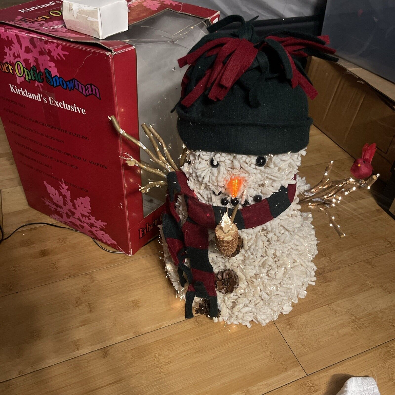 Kirkland’s Exclusive Fiber Optic Snowman Color Changing Holiday Christmas Decor