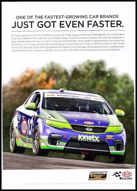 2012 2011 Kia Optima Race Original Advertisement Car Print Ad D85