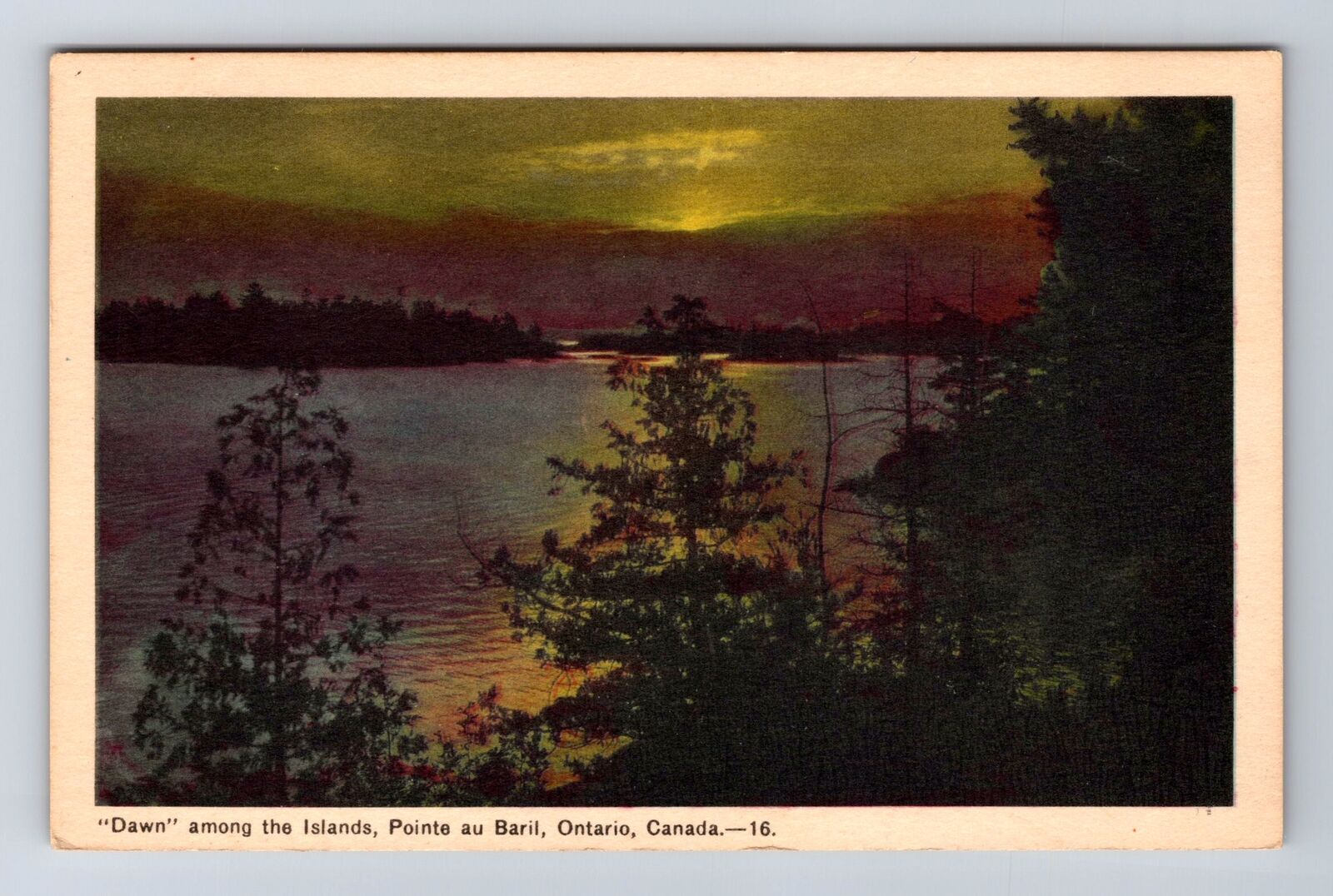 Pointe Au Baril Ontario-Canada, Dawn Among The Islands, Vintage Postcard