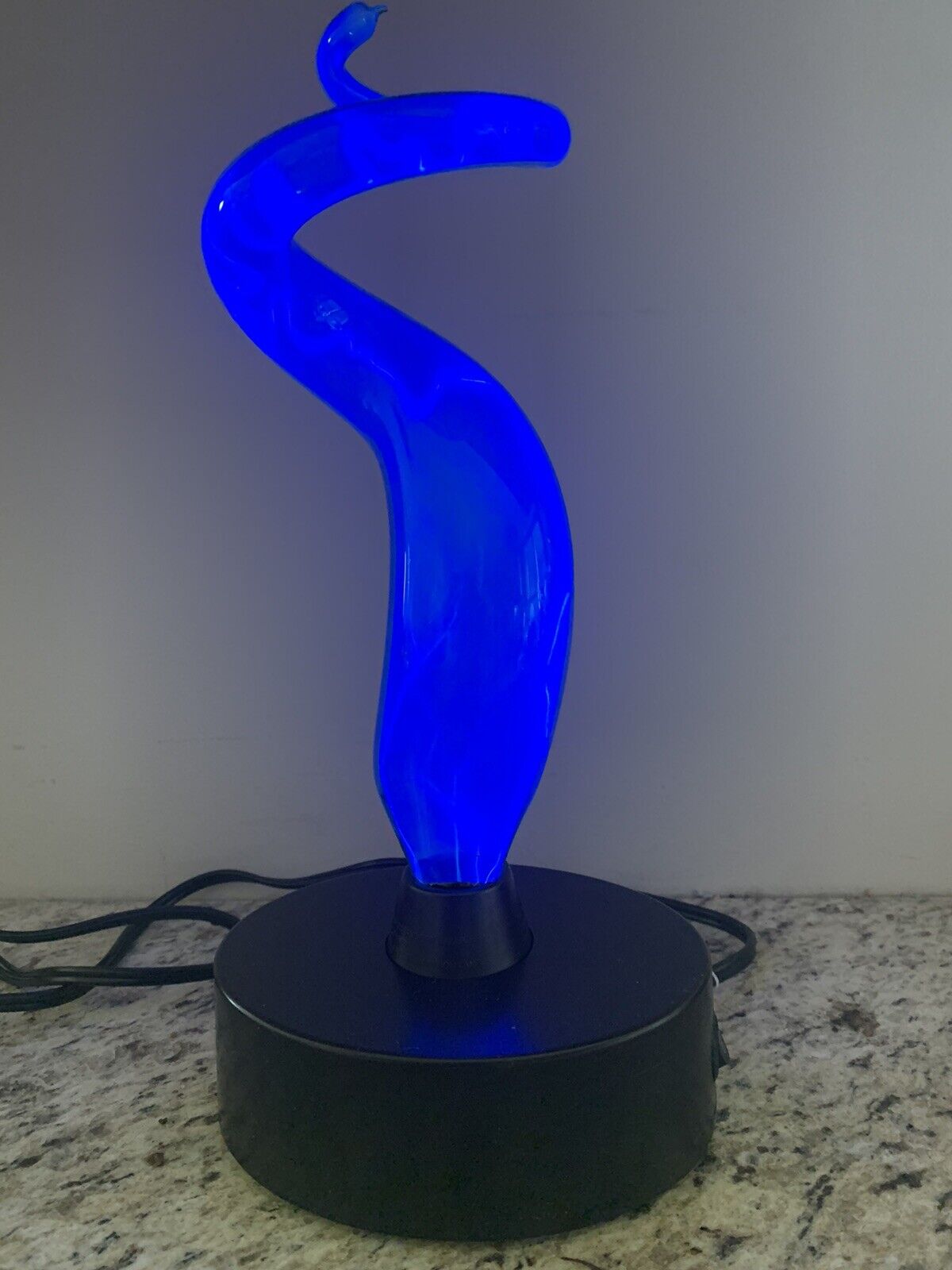 LumiSource Sculptured Blue Swirl Touch Sensitive Plasma Art Glass Lamp 12” 