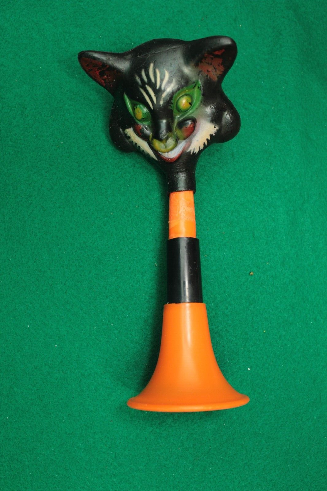 Vintage Fun World Halloween Black Rubber Cat Plastic Horn 1950s Noise Maker