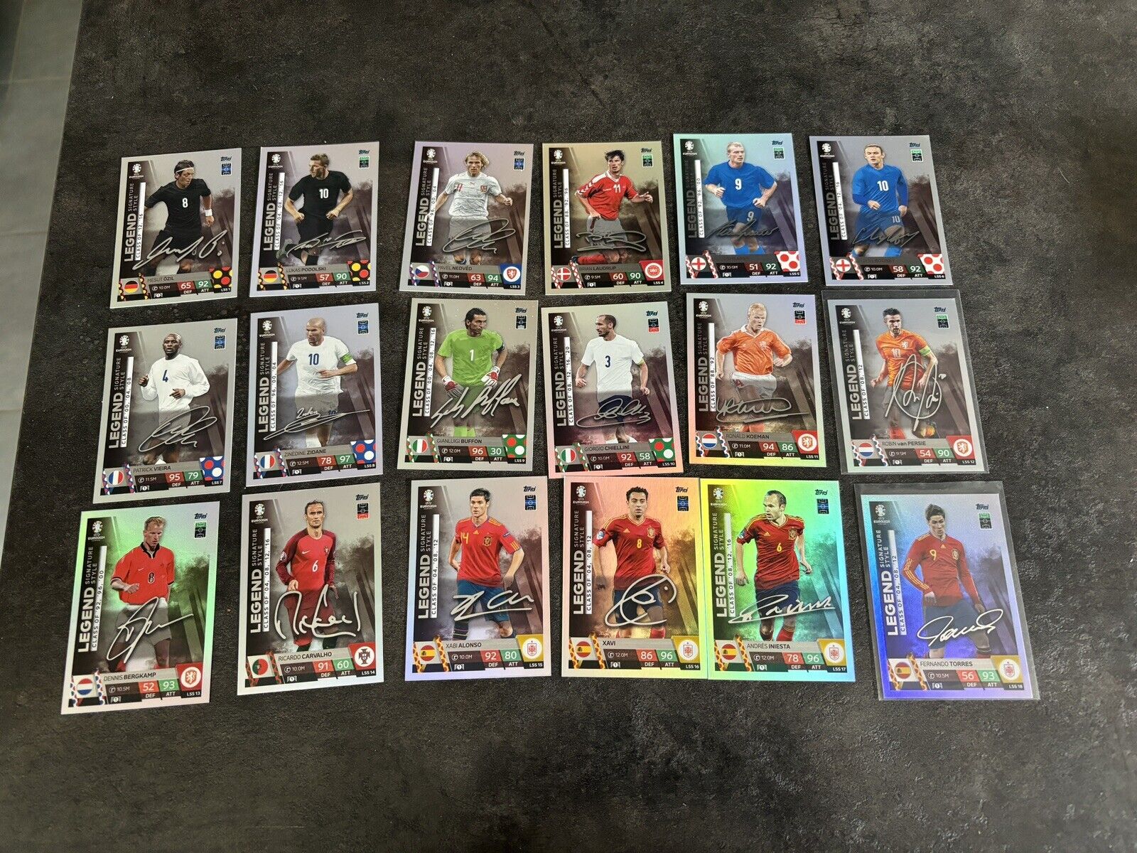 topps match attax euro 2024 legend signature style LSS complete lot of 18 cards