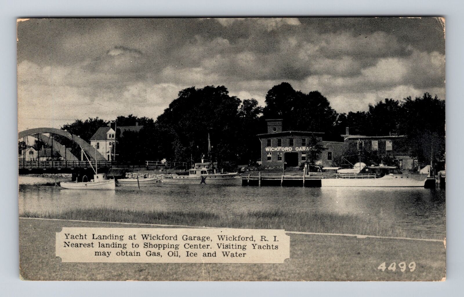 Wickford RI-Rhode Island, Yacht Landing At Wickford Garage, Vintage Postcard