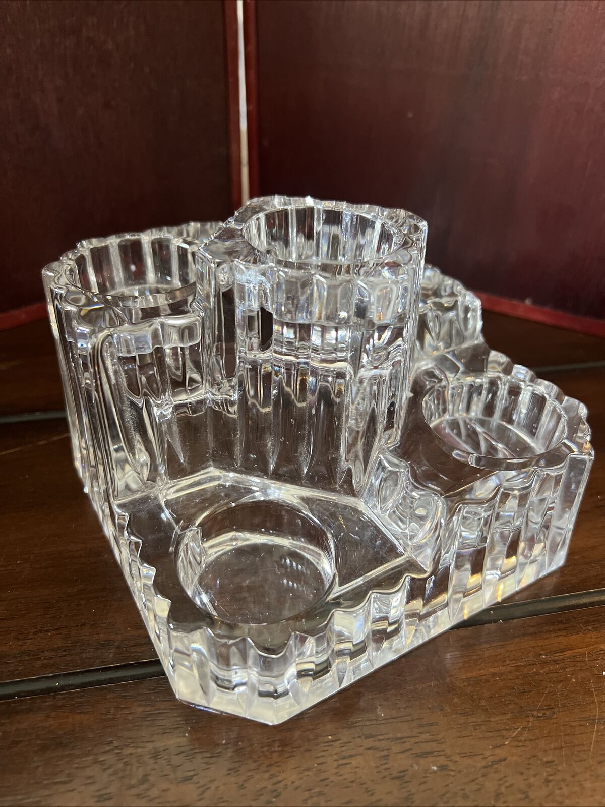 PARTYLITE Heavy 24 % Lead Crystal Castle Candle Holder 5 Tier Votives 6”x6”x4