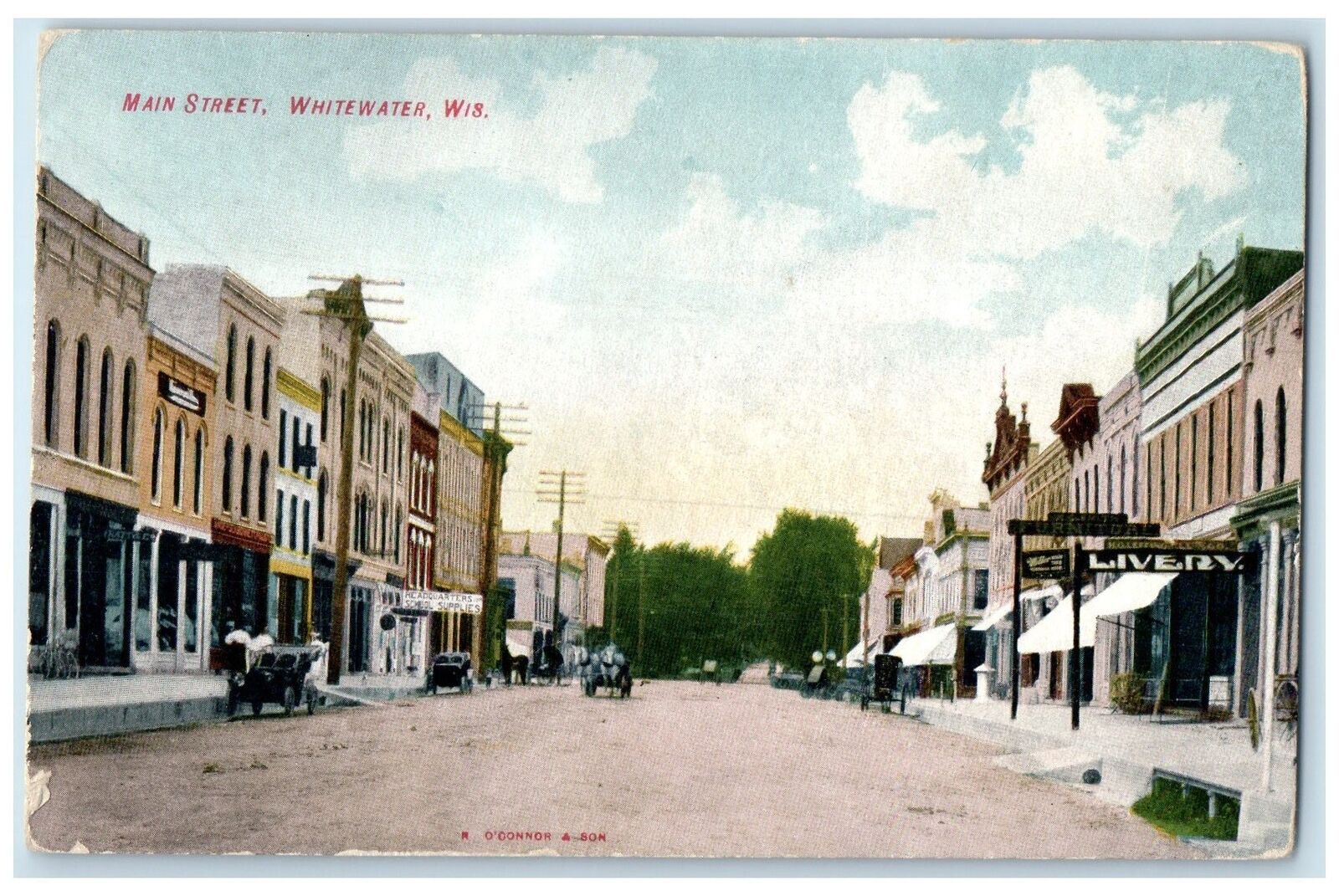 c1910's Main Street Buildings Cars Scene Wisconsin Rapids Wisconsin WI Postcard