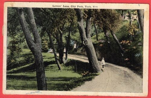 Lovers Lane, City Park, York NE- Neb Antique Vintage Postcard