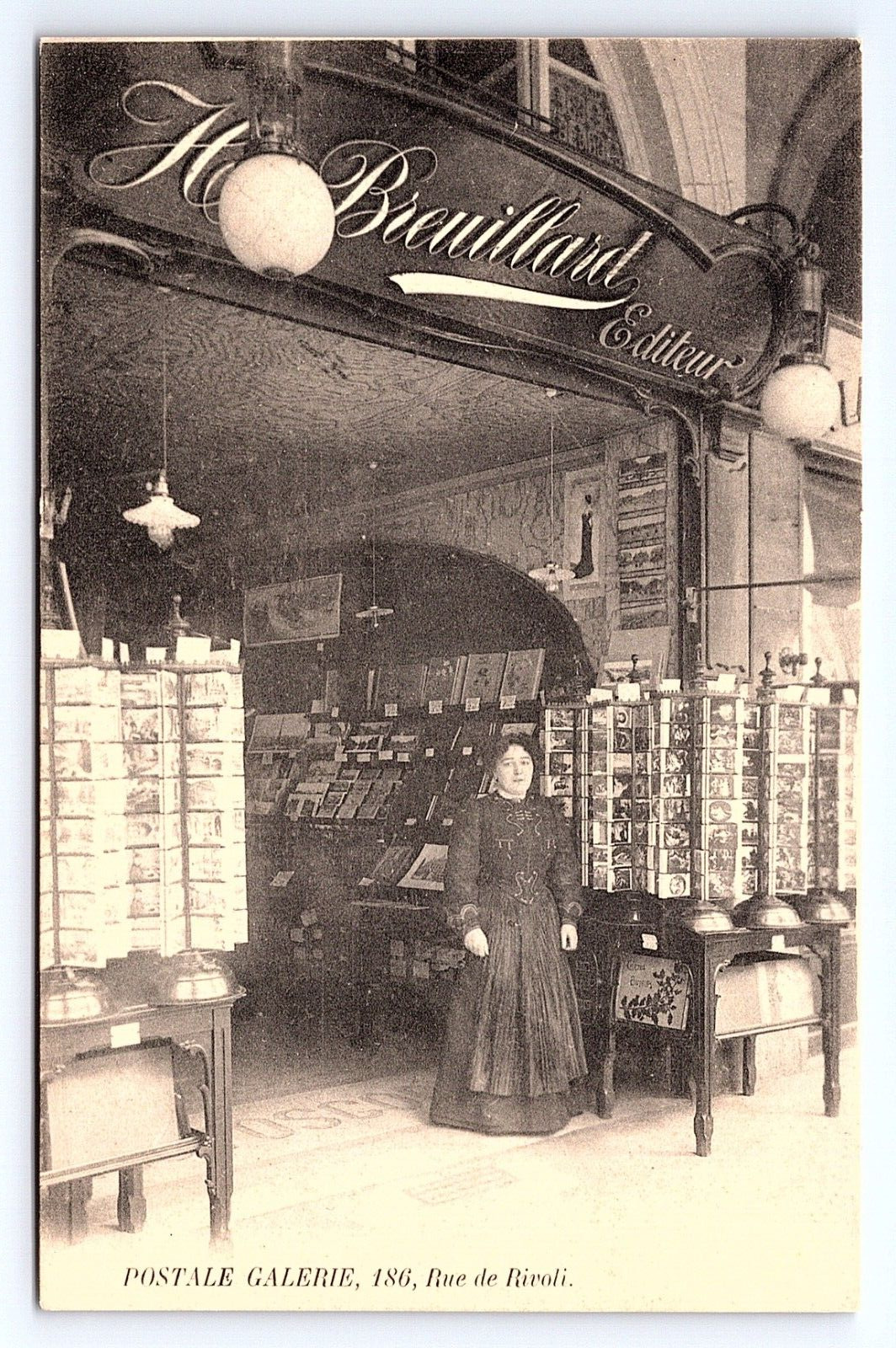 Postcard Store / Gallery Showing Postcards for Sale French B&W Paris Rivoli St.
