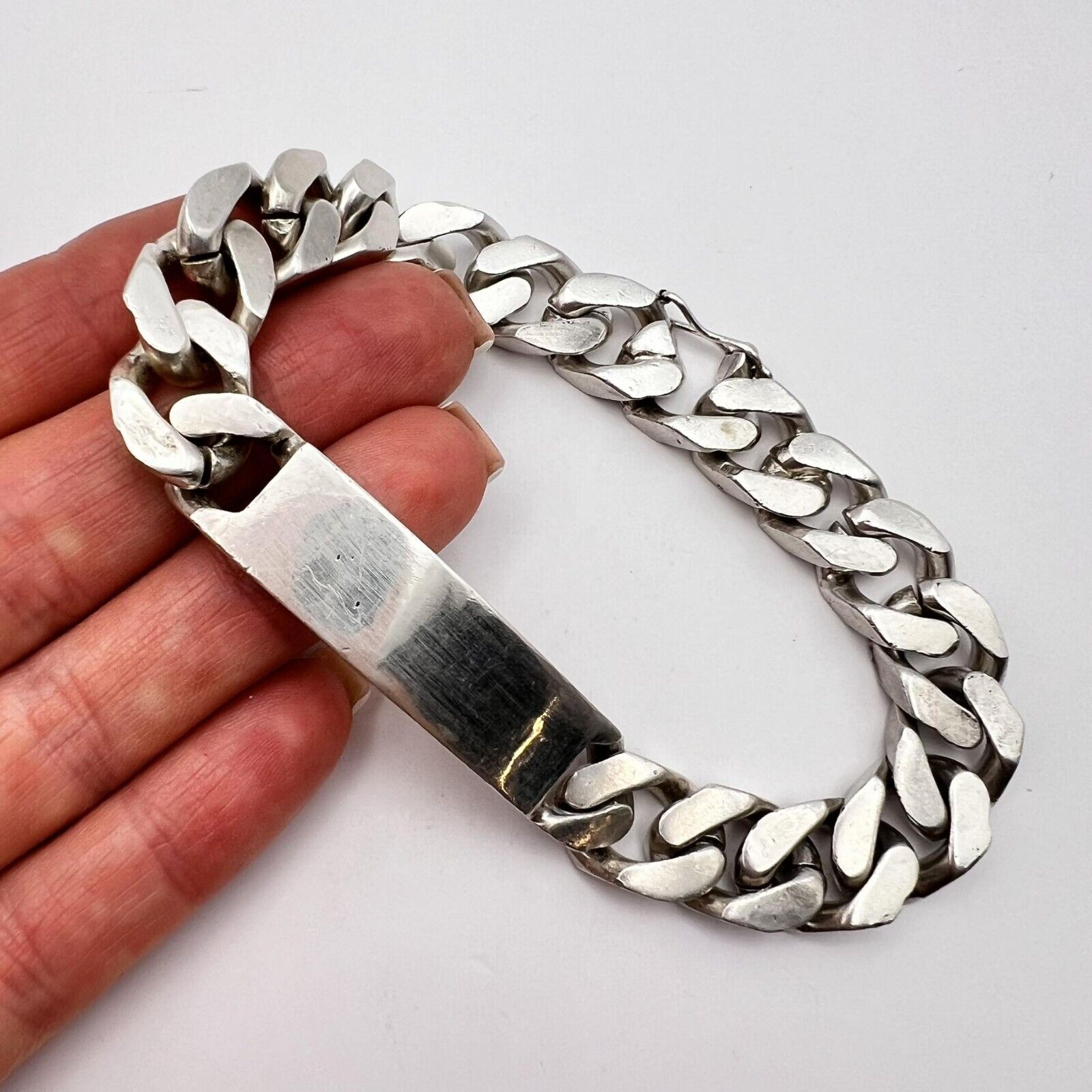 Massive Vintage Sterling Silver 925 Men's Jewelry Chain Bracelet Spikelet 31 gr