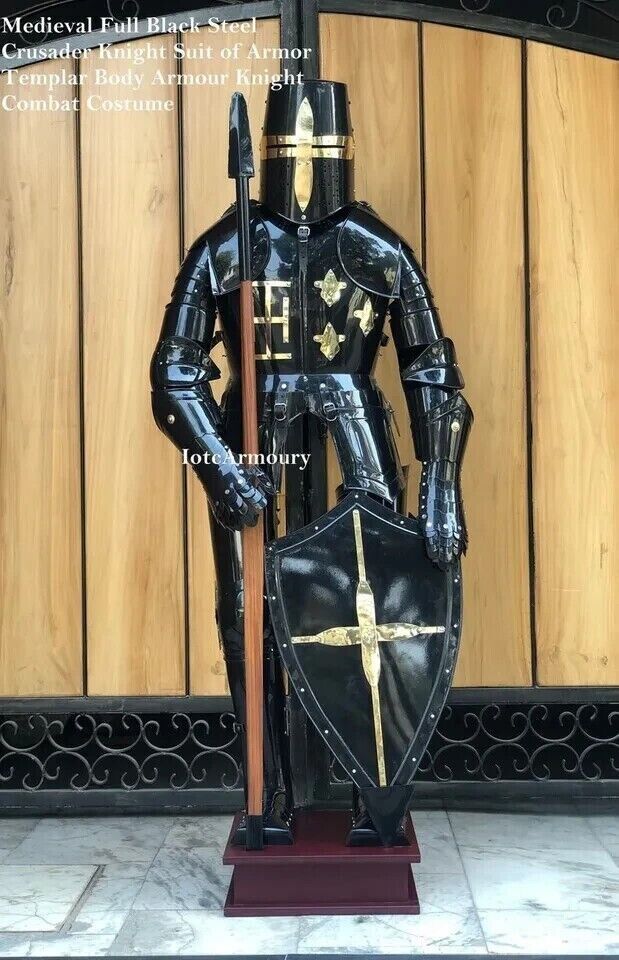 Medieval Brass Knight Wearable Suit Of Armour Crusader Larp Templar Full Body 
