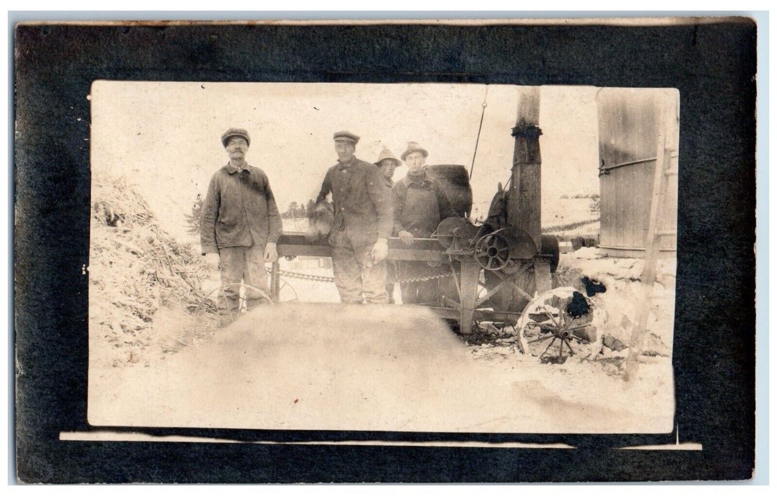 Amherst Wisconsin WI Postcard RPPC Photo Machinery Equipment Farming 1917 Posted