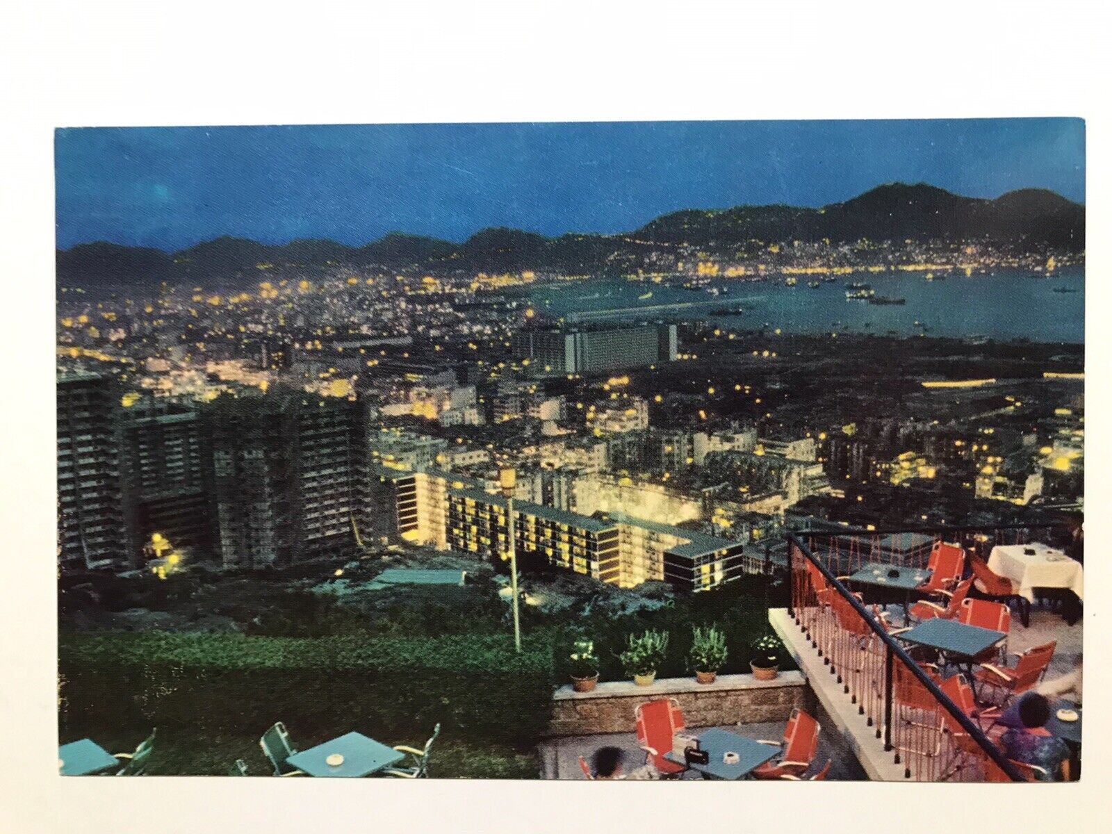 1960 Carlton Hotel Night Panoramic View Of The Harbour Postcard