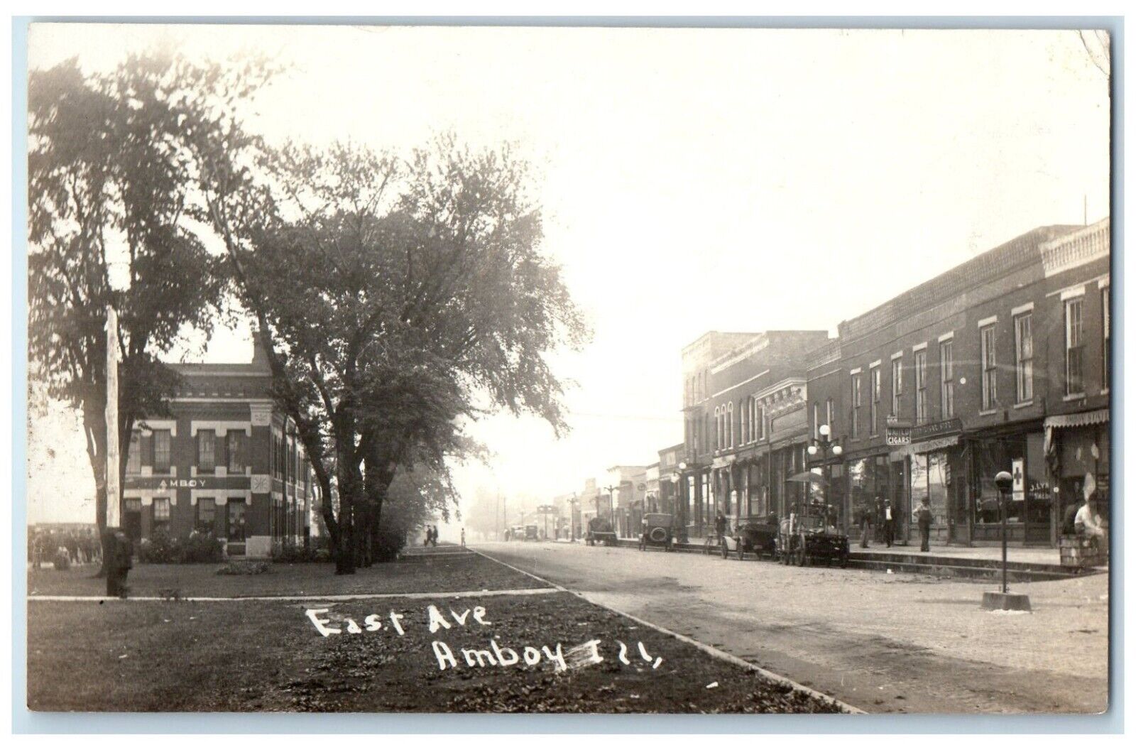 c1910's East Avenue Cars Cigars Amboy Illinois IL RPPC Photo Antique Postcard