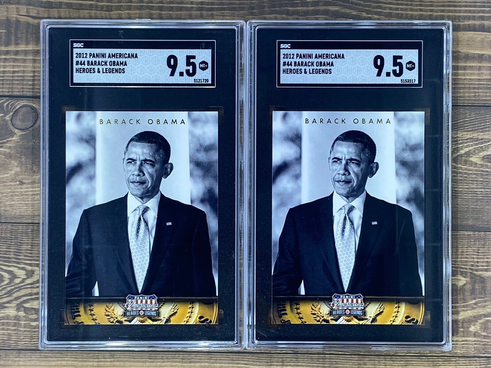Lot Of 2 2012 Panini Americana #44 Barack Obama SGC 9.5 Graded Cards