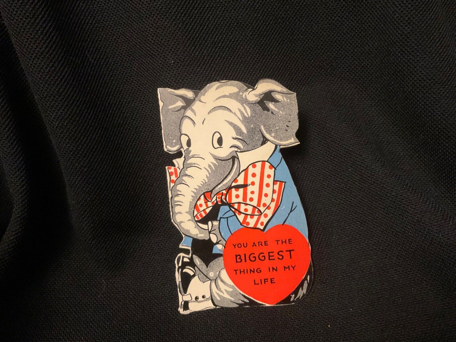 Vintage Dressed Elephant Valentine Card c. 1940s