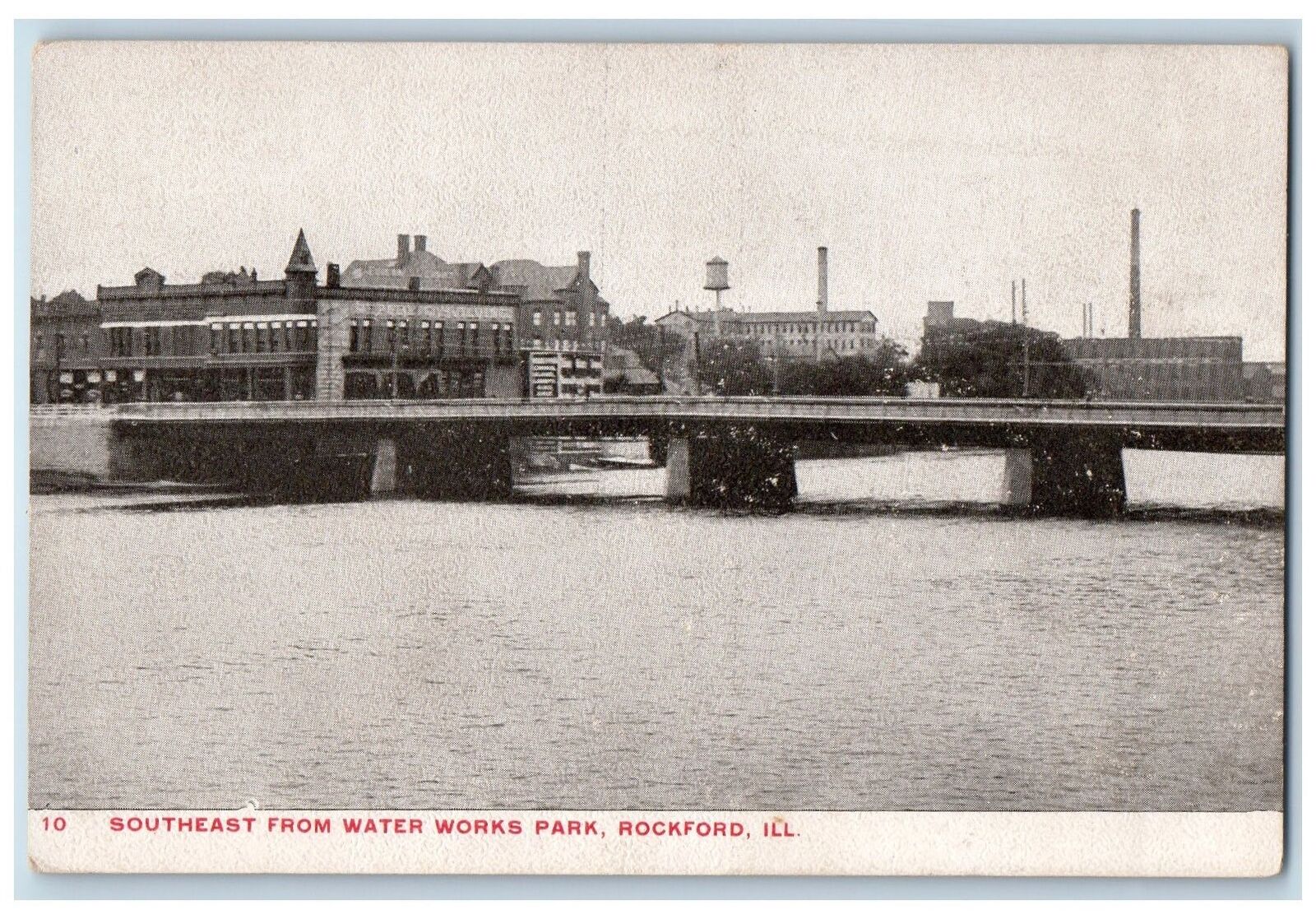 c1940s Southeast From Water Works Park Rockford Illinois IL Unposted Postcard