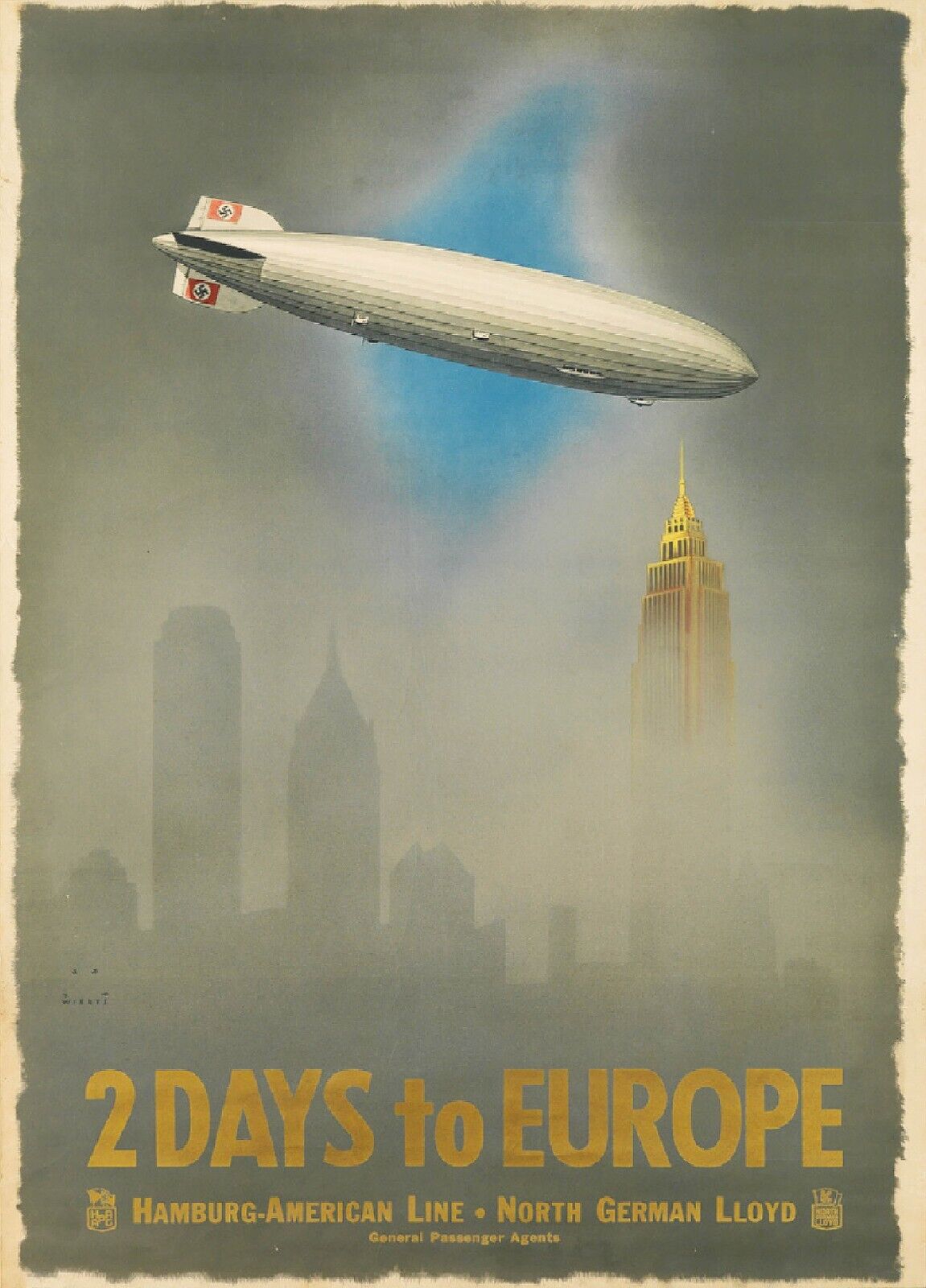 1938 GRAF ZEPPLIN 11X17 POSTER GERMANY DIRIGIBLE AVIATION AIRSHIP NYC - CANVAS