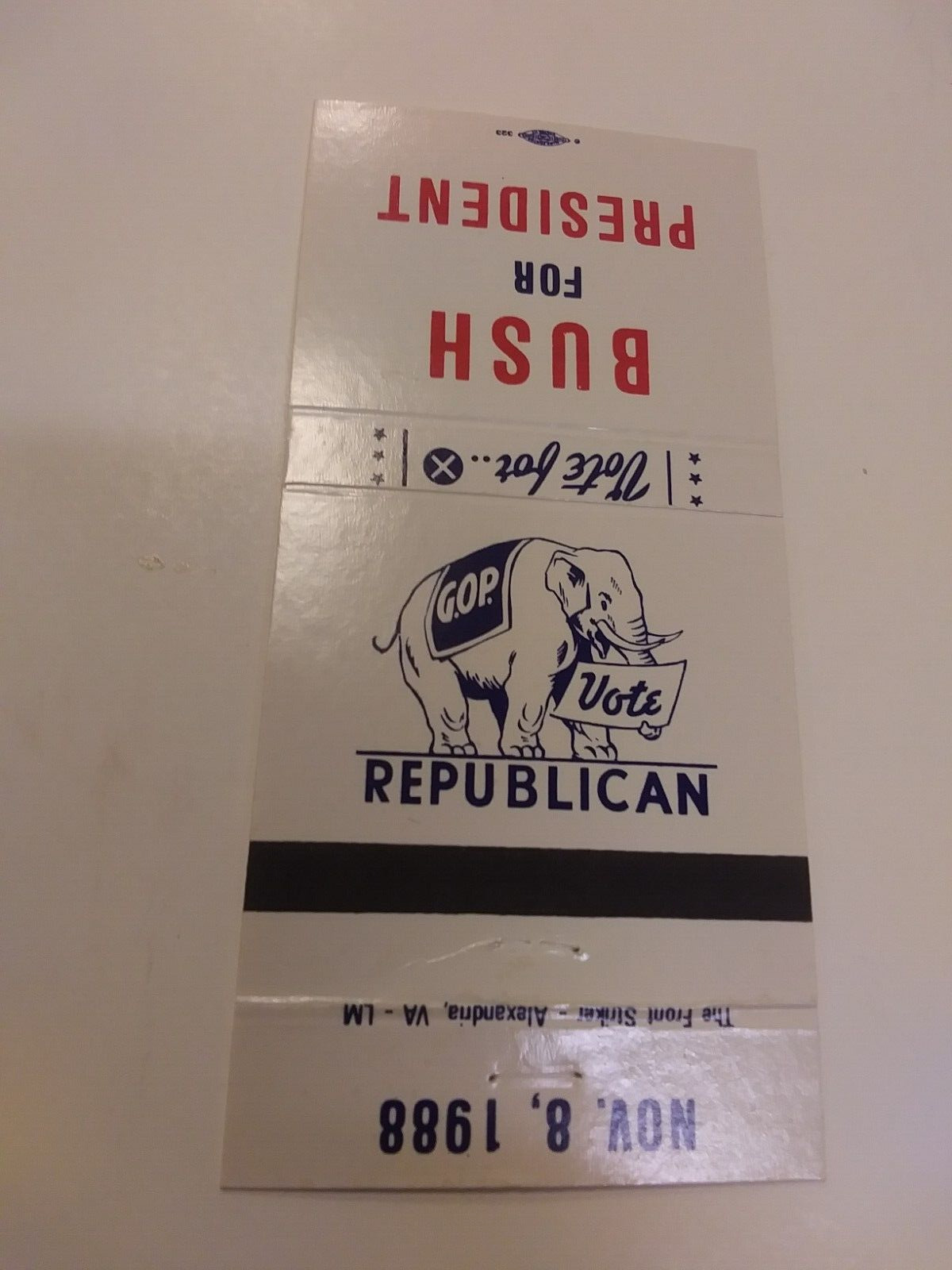 Vintage November 8, 1988 GOP Vote Republican Bush For President Matchbook
