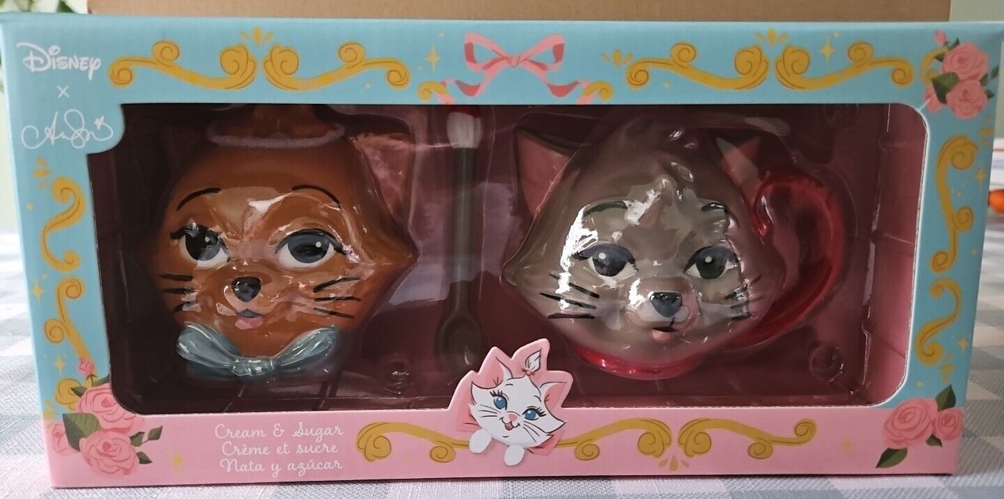 2022 Disney Parks Aristocats Ann Shen Toulouse & Berlioz Cream and Sugar Holders