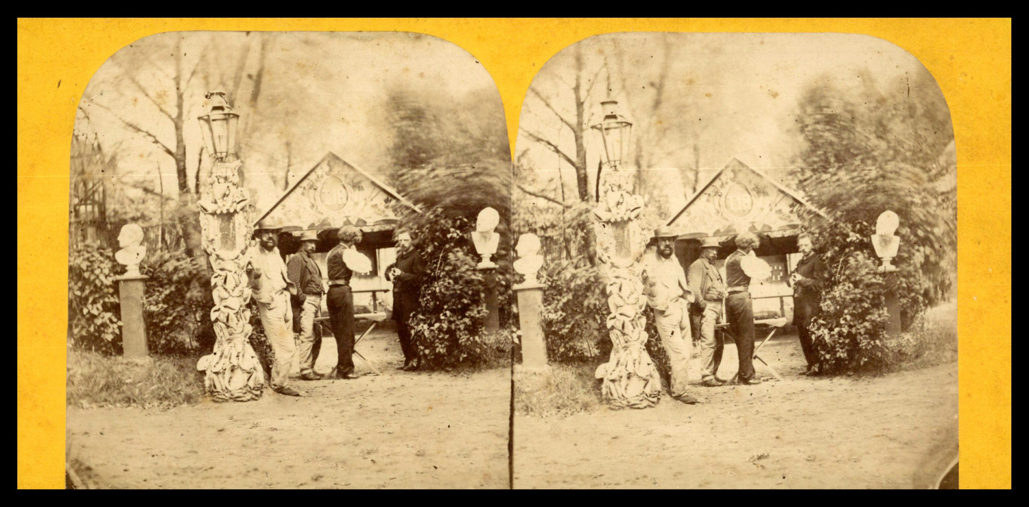 Men Practicing Kiosk Shooting, ca.1880, Stereo Vintage Stereo Print, le