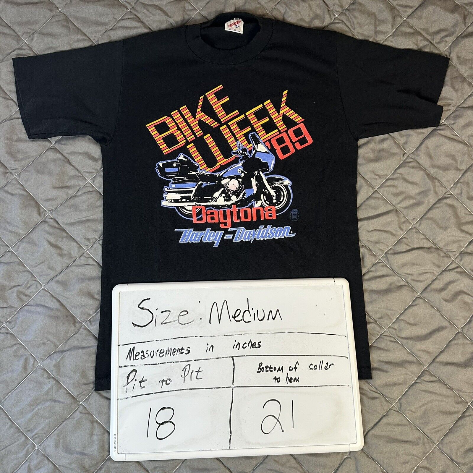 VINTAGE Harley Davidson Shirt Mens Medium Black Bike Week Single Stitch Daytona