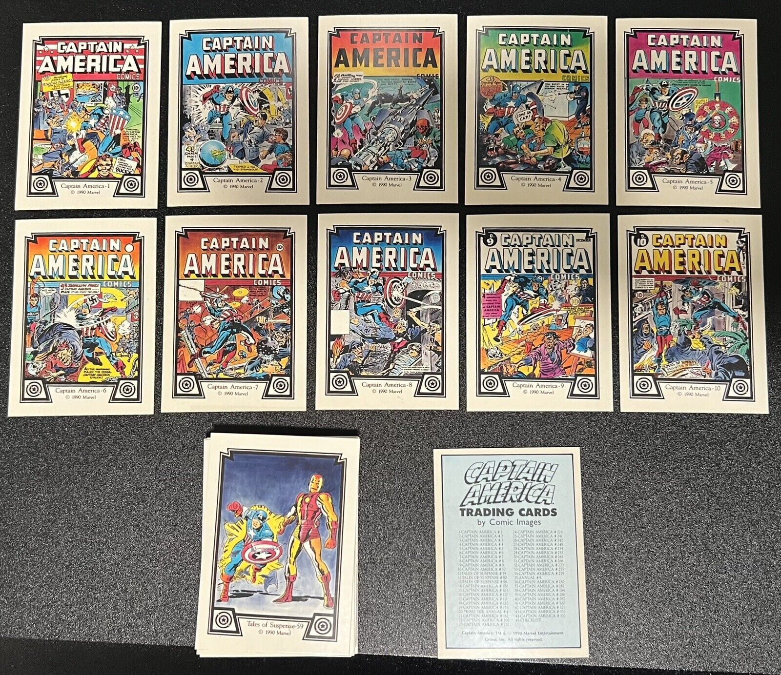 CAPTAIN AMERICA MARVEL CARD SET Comic Images 1990 Complete ~ ALL 45