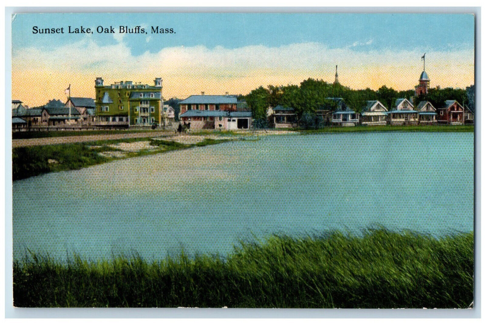 c1910 Sunset Lake Oak Bluffs Massachusetts MA Antique Unposted Postcard