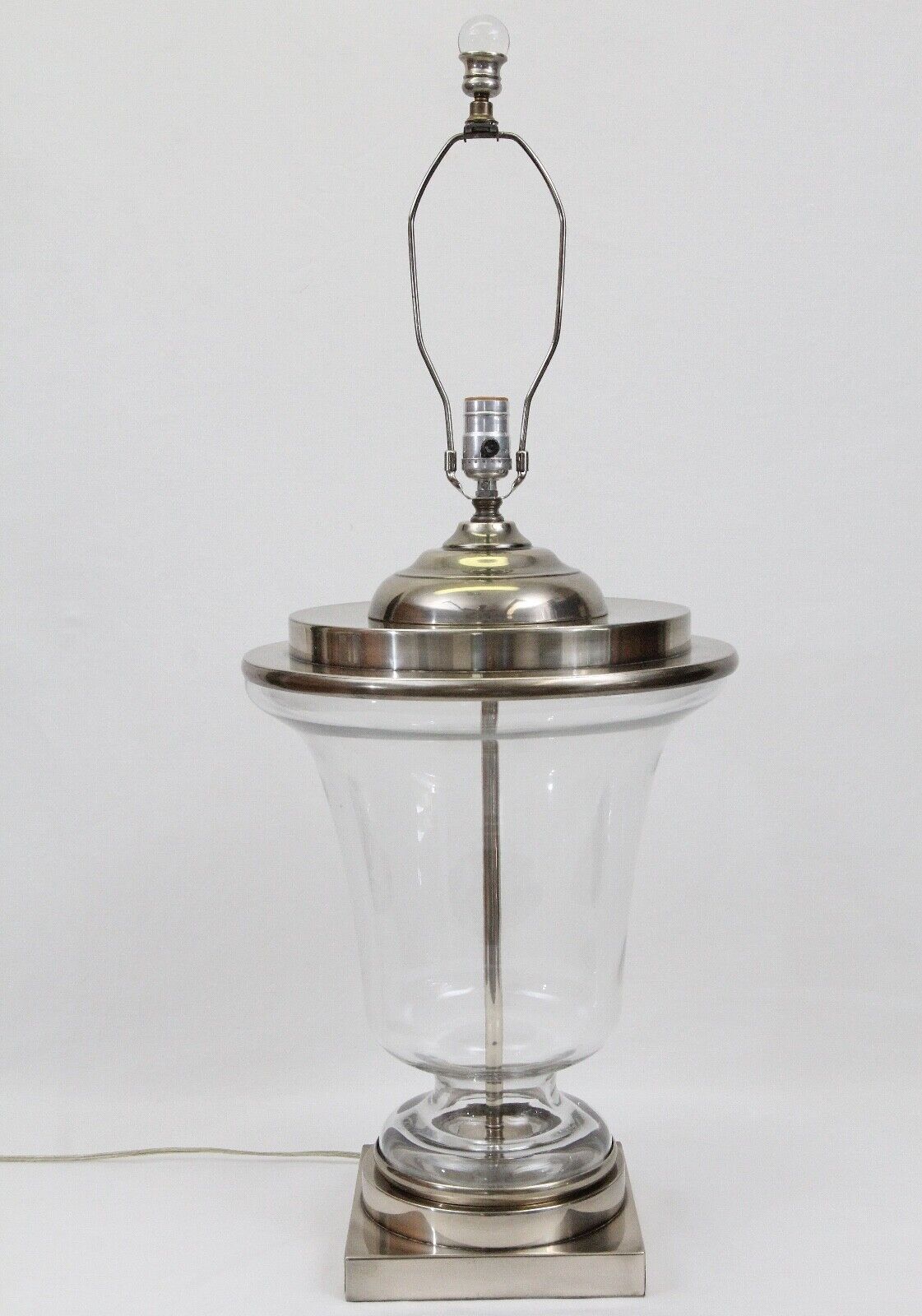 Large XL Hart Assoc. Clear Glass Trophy Urn Vintage Table Lamp Postmodern Metal