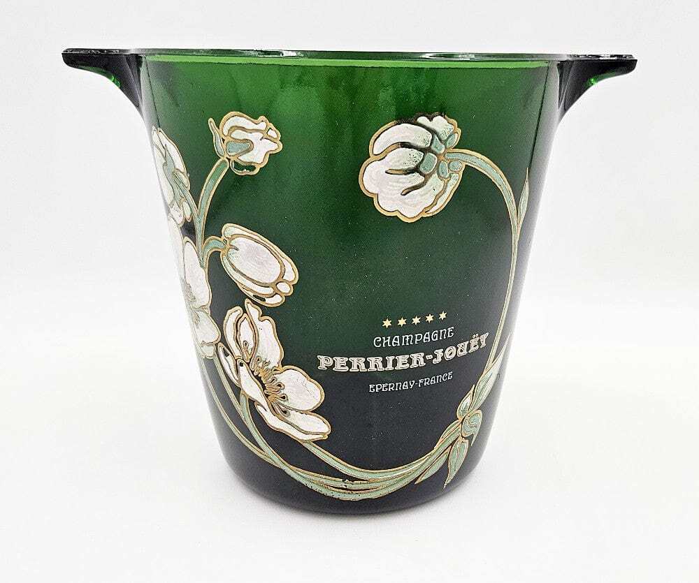Rare Perrier Jouet France Glass Hand-Painted Champagne Chiller Bucket 1960's