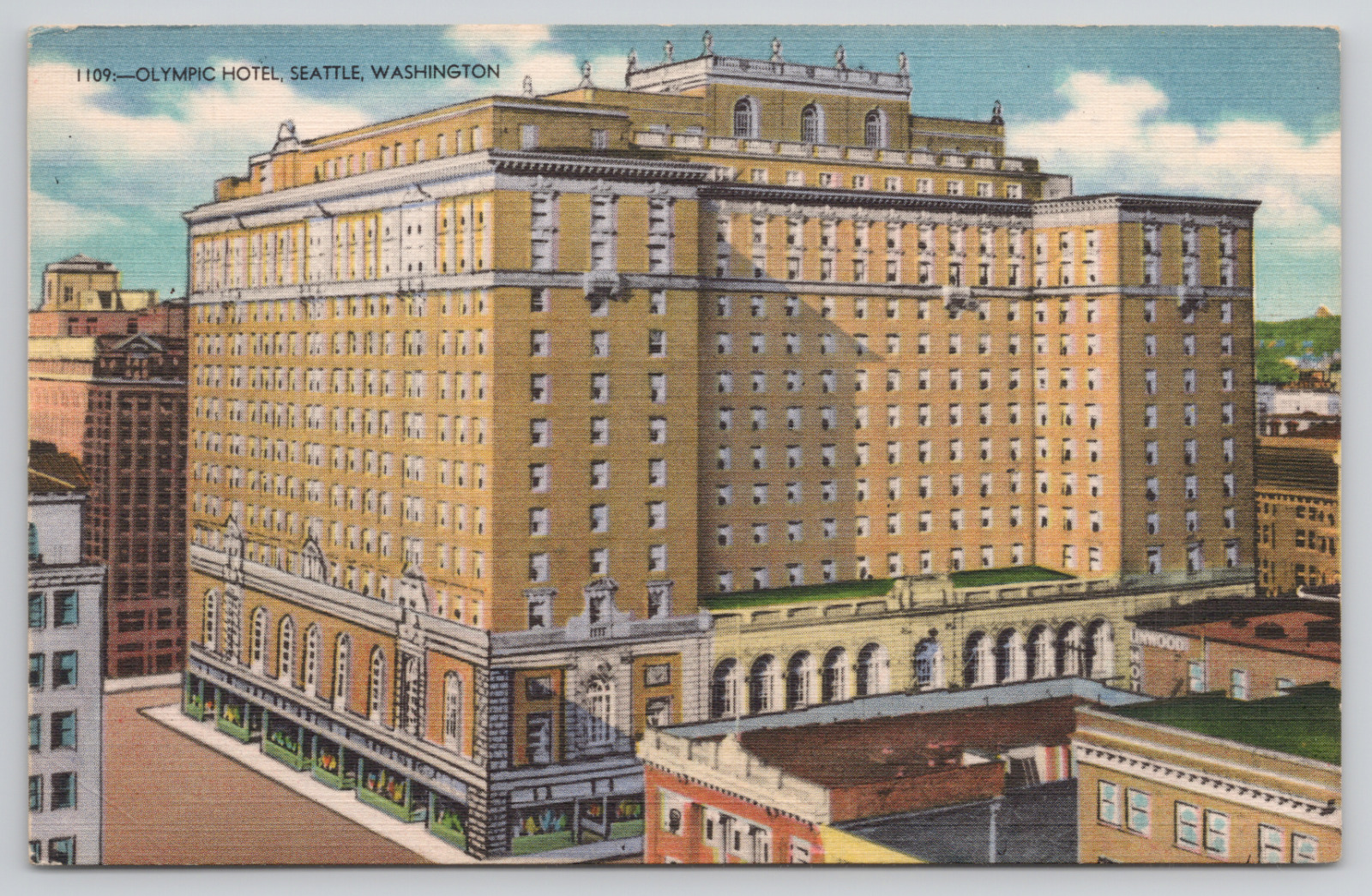 Seattle Washington Olympic Hotel Posted 1951 Linen Postcard