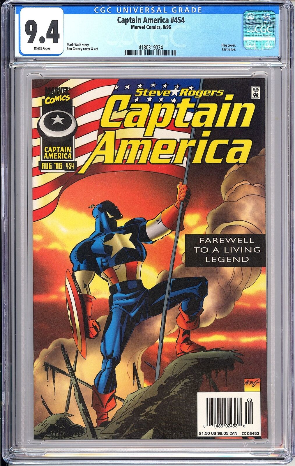Captain America 454 CGC 9.4 1996 4180319024 Newsstand Last Issue Key Scarce