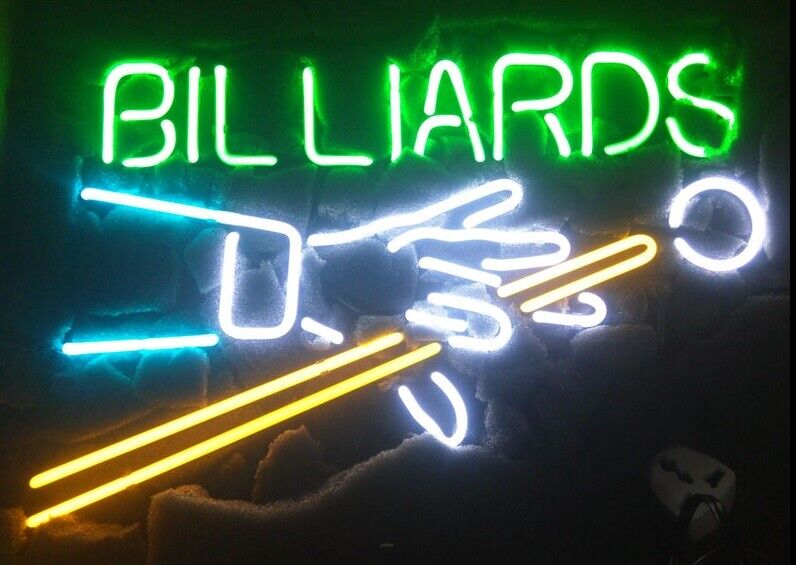 Billiards Neon Sign Lamp Real Glass Decor Display Handmade Artwork Game 24\